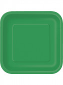 16 Pratos Verdes Quadrados 18cm