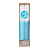 16 Velas Altas Glitter Azul Claro