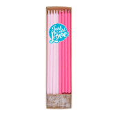 16 Velas Altas Rosa com Detalhe Ouro