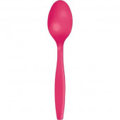 24 Colheres Plástico Rosa Fuchsia