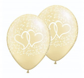25 Balões Latex Marfim Corações 11