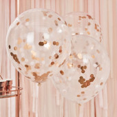 3 Baloes Confetti Rose Gold 55cm