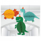 3 Decorações Pendentes Dino-Mite