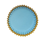 30 Cápsulas Alumínio Cupcake Azul e Dourado PME