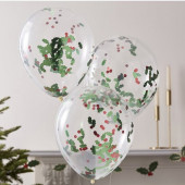 5 Balões Confettis Azevinho Natal