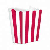 5 Caixas Pipocas Riscas Vermelhas