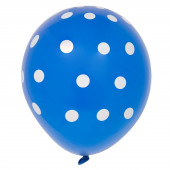 6 Balões látex Azul Royal bolinhas