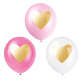 6 Balões Látex Coração Sortido