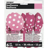 6 Balões látex Fúchsia bolinhas