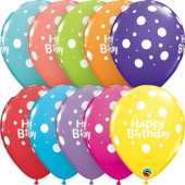 6 Balões Latex Happy Birthday Dots