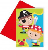 6 convites de festa Piratas Caça ao Tesouro