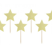 6 Toppers Cupcakes Estrelas Douradas