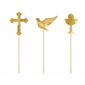 6 Toppers Primeira Comunhão Ouro 31,5cm