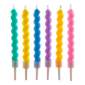 6 Velas de Aniversário Cores Torcidas 10cm