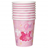 8 Copos de Papel Pink Baby Shower