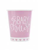 8 Copos Papel Baby Shower Rosa