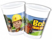 8 copos plásticos  Bob Construtor