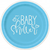 8 Pratos Baby Shower Azul 22cm