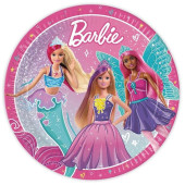 8 Pratos Barbie Fada, Princesa e Sereia 23cm