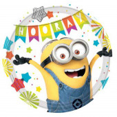 8 Pratos Festa Minions Party Time 23 cm