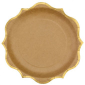 8 Pratos Kraft Rebordo Dourado 23cm