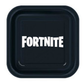 8 Pratos Papel Quadrados Fortnite 18cm