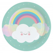 8 Pratos Rainbow & Cloud 23cm