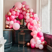 Arco Balões Luxe Rosa e Rose Gold