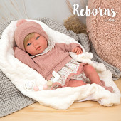 Arias Reborn 40cm Abril Rosa com Manta