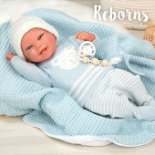 Arias Reborn 45cm Paulo Azul com Manta