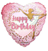 Balão Bailarina Coração Happy Birthday