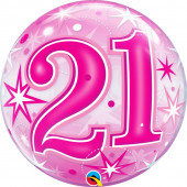 Balão Bubble Sparkle cor-de-rosa 21