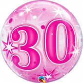 Balão Bubble Sparkle Cor-de-Rosa 30