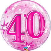 Balão Bubble Sparkle cor-de-rosa 40