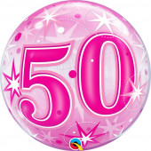 Balão Bubble Sparkle cor-de-rosa 50