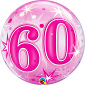 Balão Bubble Sparkle cor-de-rosa 60