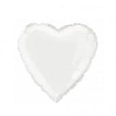 Balão Coranção Foil Branco 46cm