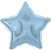 Balão Estrela Azul Claro Glitter Metalizado 45cm