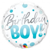 Balão Foil Birthday Boy Azul 46cm