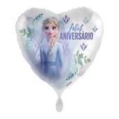 Balão Foil Coração Frozen 2 Elsa Feliz Aniversário 43cm