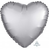 Balão Foil Coração Prateado Platinium Acetinado 43cm