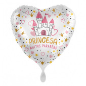 Balão Foil Coração Princesa Muitos Parabéns 43cm