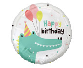 Balão Foil Crocodilo Happy Birthday 46cm