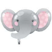 Balão Foil Elefante Rosa 89cm
