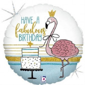 Balão Foil Fabulous Flamingo B-Day 46cm