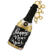 Balão Foil Garrafa Champanhe Happy New Year 99cm