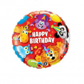 Balão Foil Happy Birthday Animais da Selva 46cm