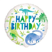 Balão Foil Happy Birthday Blue & Green Dinosaur 46cm