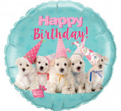 Balão Foil Happy Birthday Cãezinhos 46cm