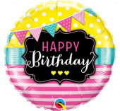 Balão Foil Happy Birthday Colorido 46cm